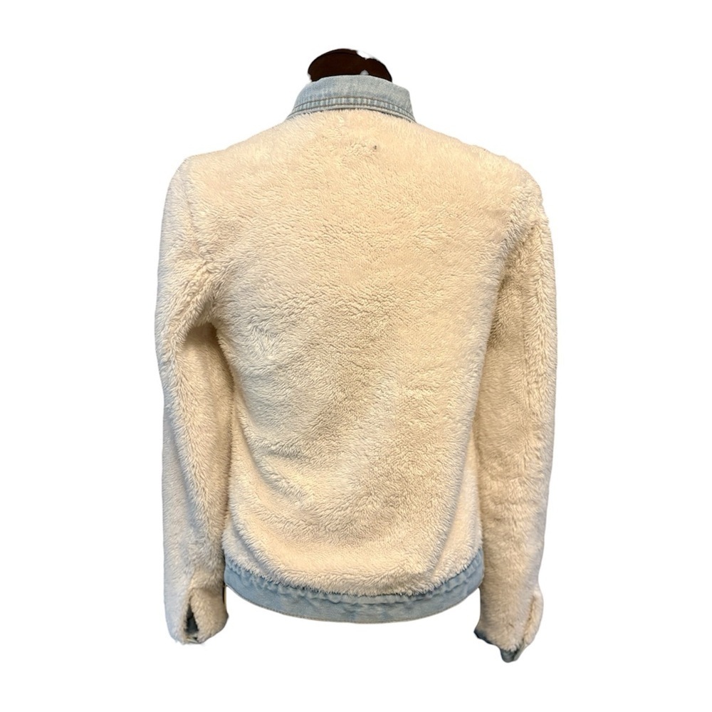 Maurice’s Sherpa Fleece Jacket, Denim Trim & Button Front Closure Women size XS - Picture 3 of 15